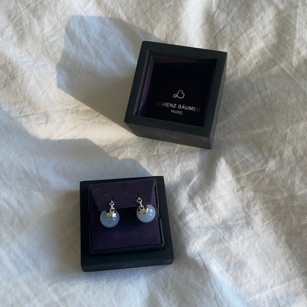 Lorenz Bäumer Calcedoine Mother-of-Pearl Météorites Cufflinks White Gold